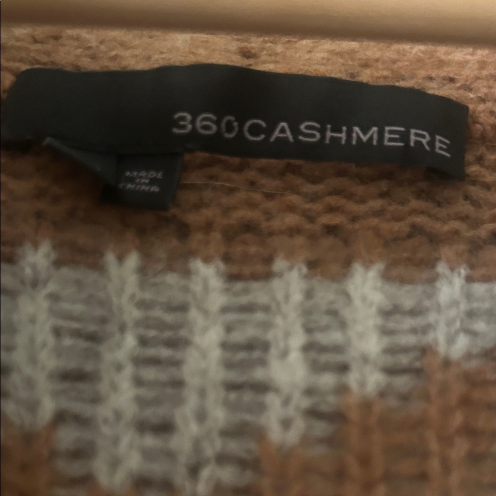 360 Cashmere Tan, Black & White Patterned Open-Front Cardigan - Picture 8 of 9